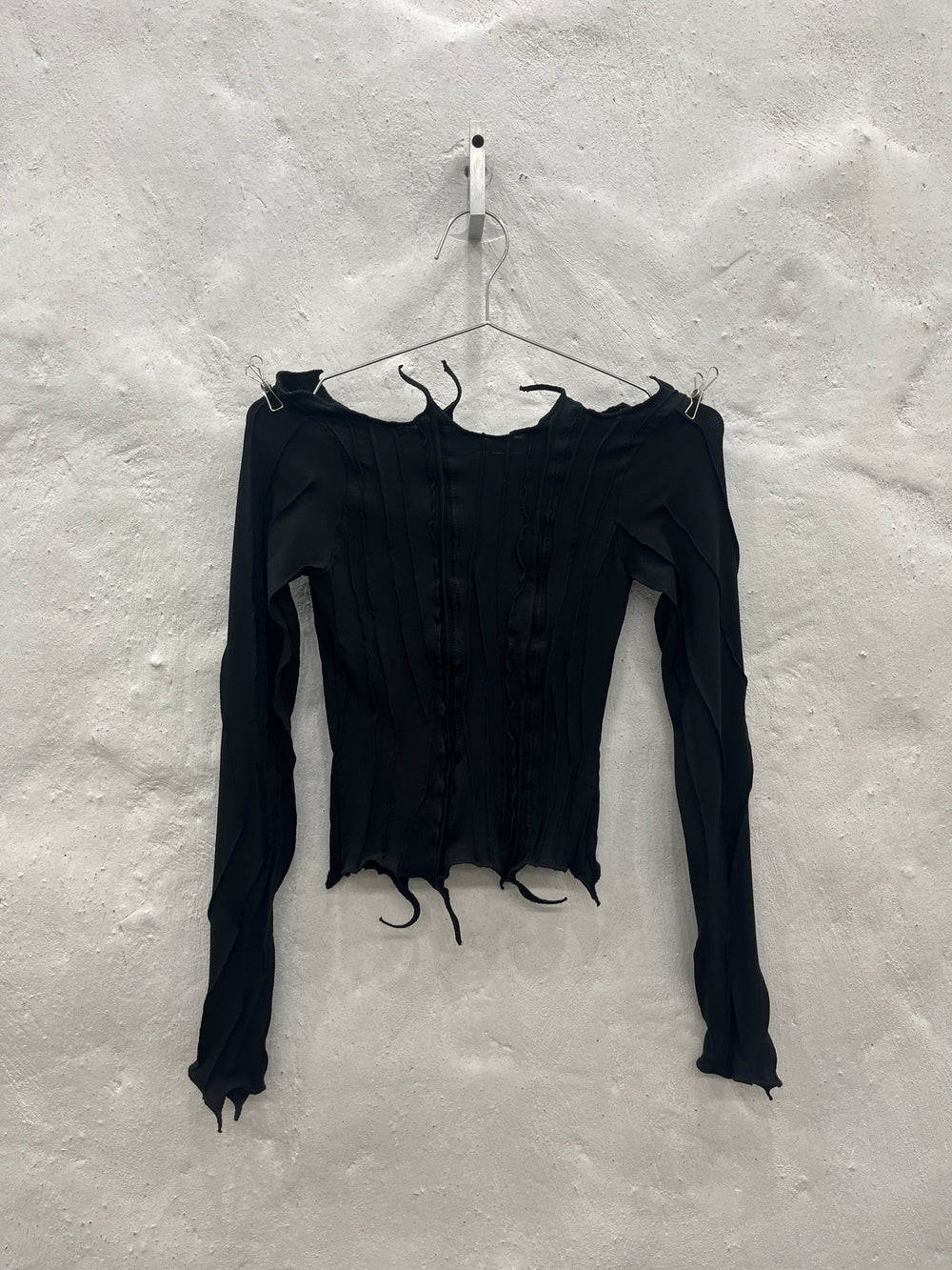 Black Long Sleeve Scraps Top