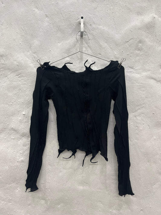 Black Long Sleeve Scraps Top