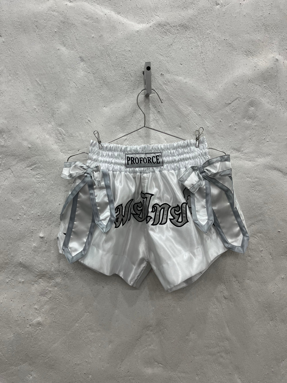 Proforce White Muay Tai Shorts w/ Bows