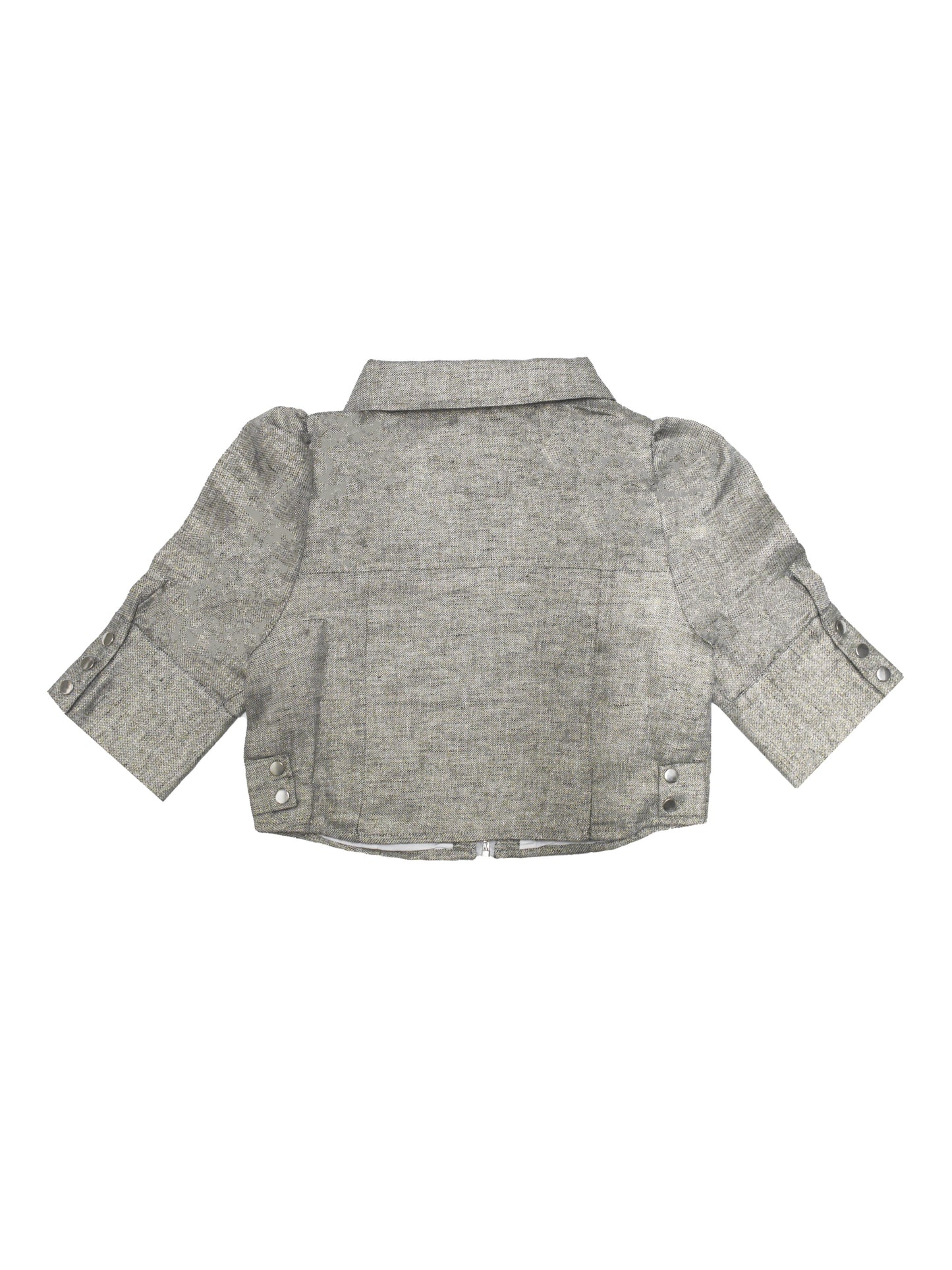 Gold Puff Sleeve Zip Up