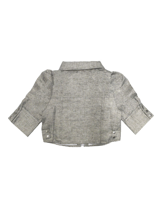 Gold Puff Sleeve Zip Up