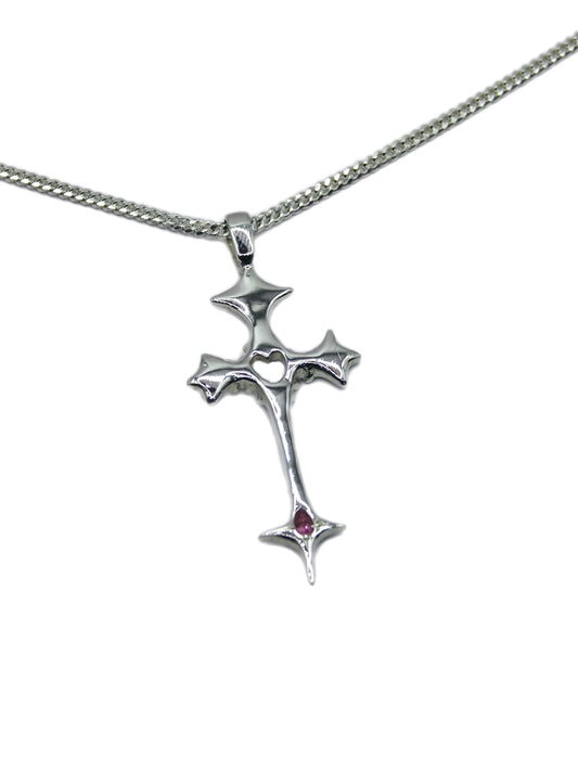 Small Pink Cross Necklace