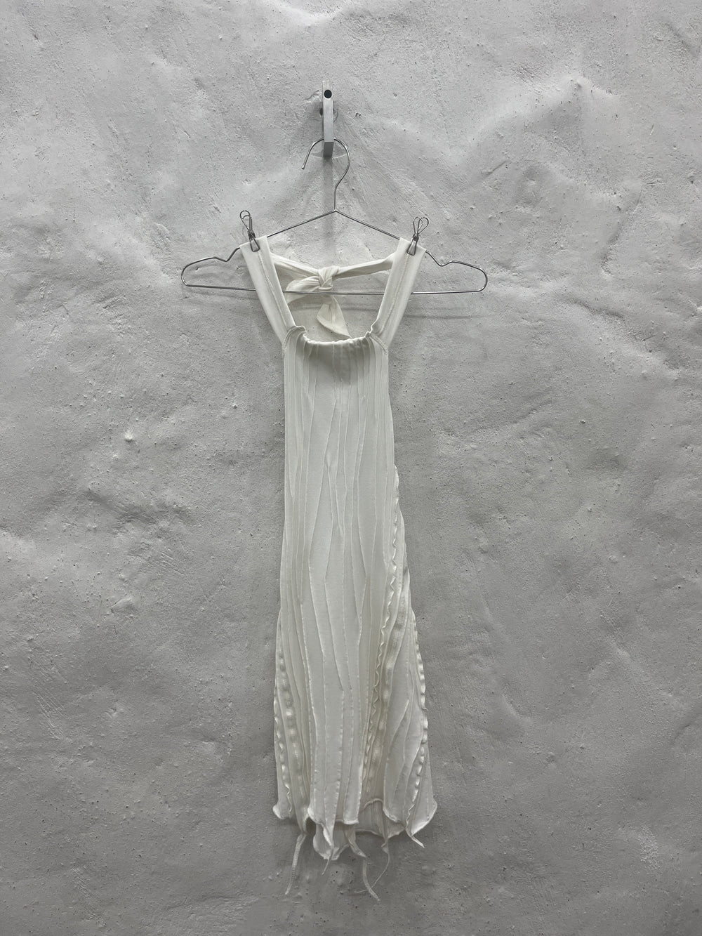 White Scraps Neck Dress