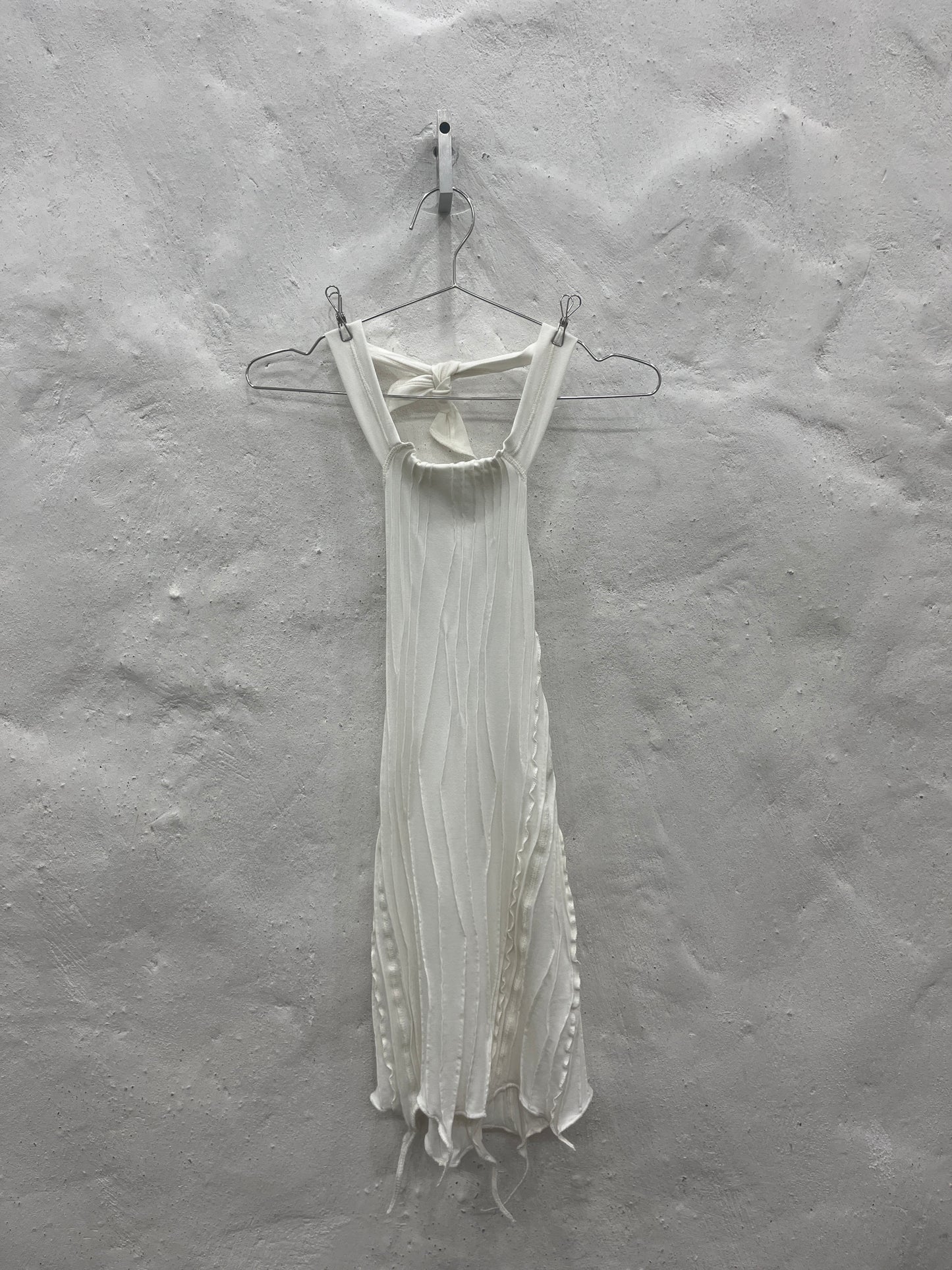 White Scraps Neck Dress