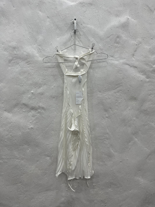 White Scraps Neck Dress