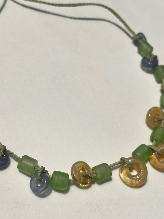 Golden Donuts Green Necklace