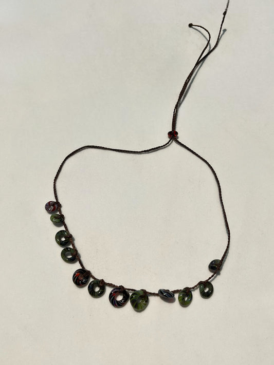 Green Donuts Brown Necklace