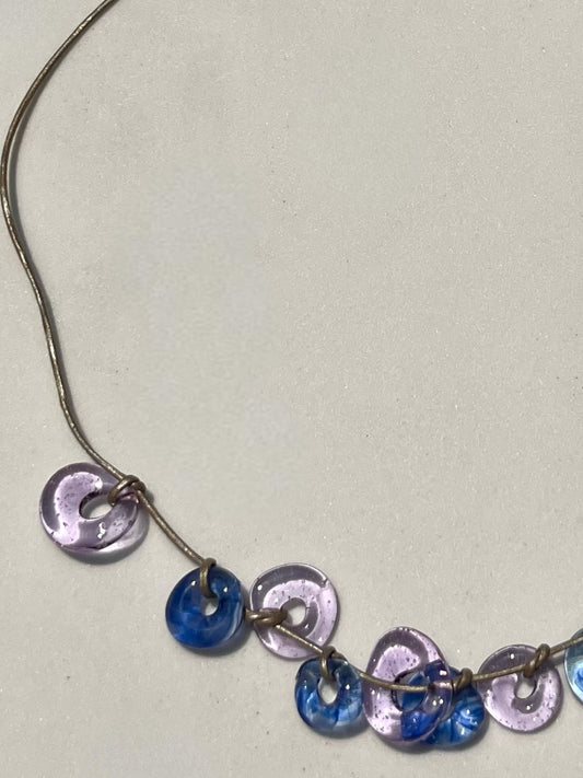 Purple and Blue Donuts Necklace